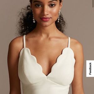 Scalloped V-Neck Dress with High Low Hem